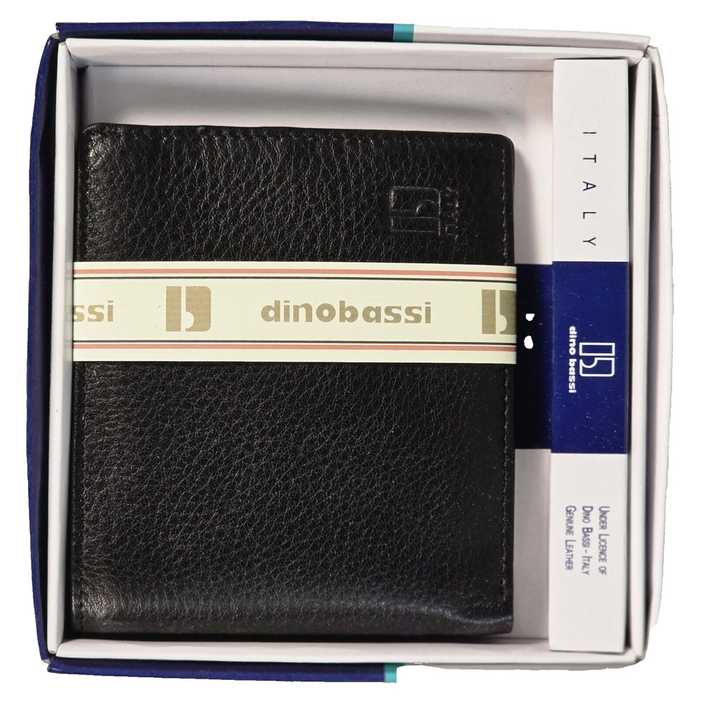 Dino Bassi Italy Men's Black Leather Wallet Billfold, New With Box